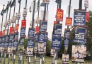 Election posters displayed near electricity infrastructure in South Africa