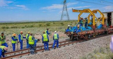 Transnet iron ore freight train on the Sishen-Saldanha railway in South Africa